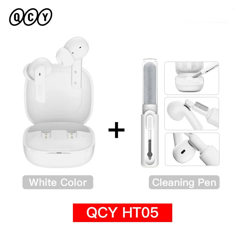 NEW QCY HT05 ANC Wireless TWS Bluetooth 5.2 Earphones 40dB Active Noise Cancellation Headset 6 Mic ENC HD Call TWS Earbuds