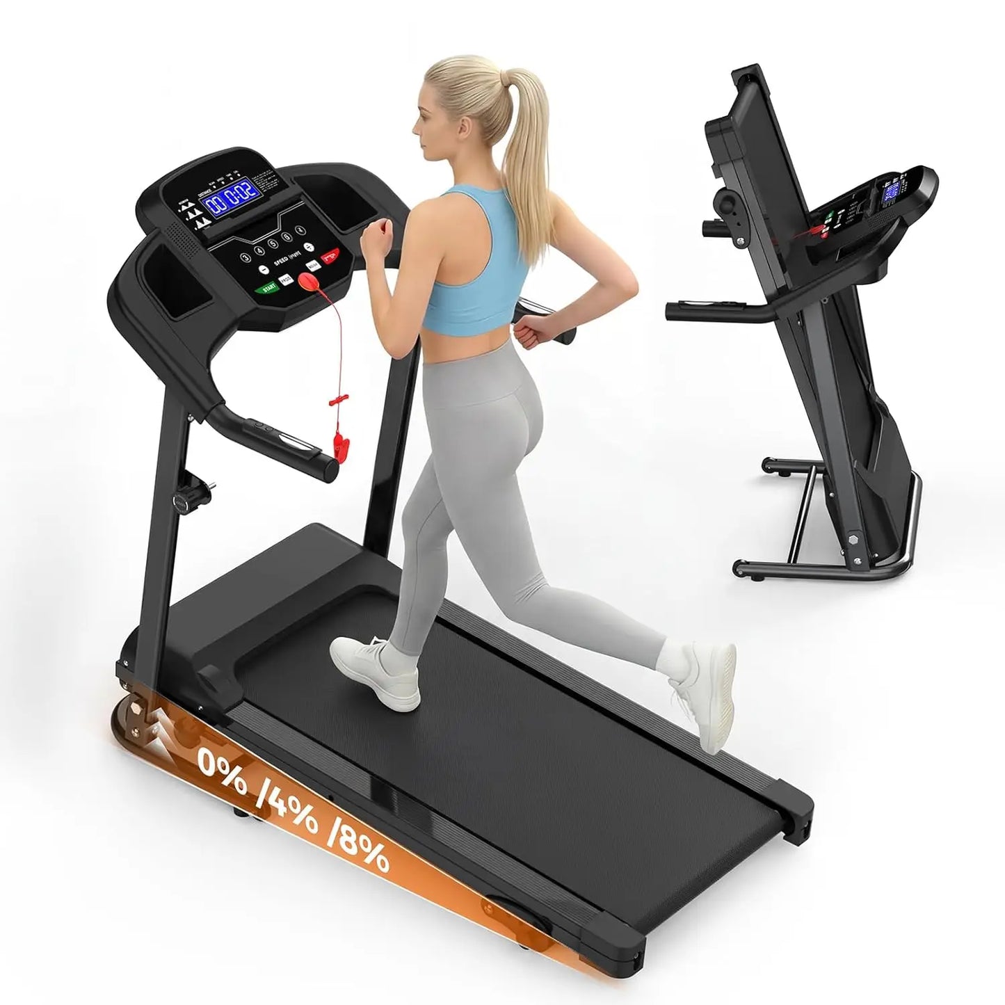 Folding Treadmill for Home Use, 2.5HP Quiet Motor, 0.5–7.5 MPH with 8% Manual Incline, Compact Electric Treadmill, Customized