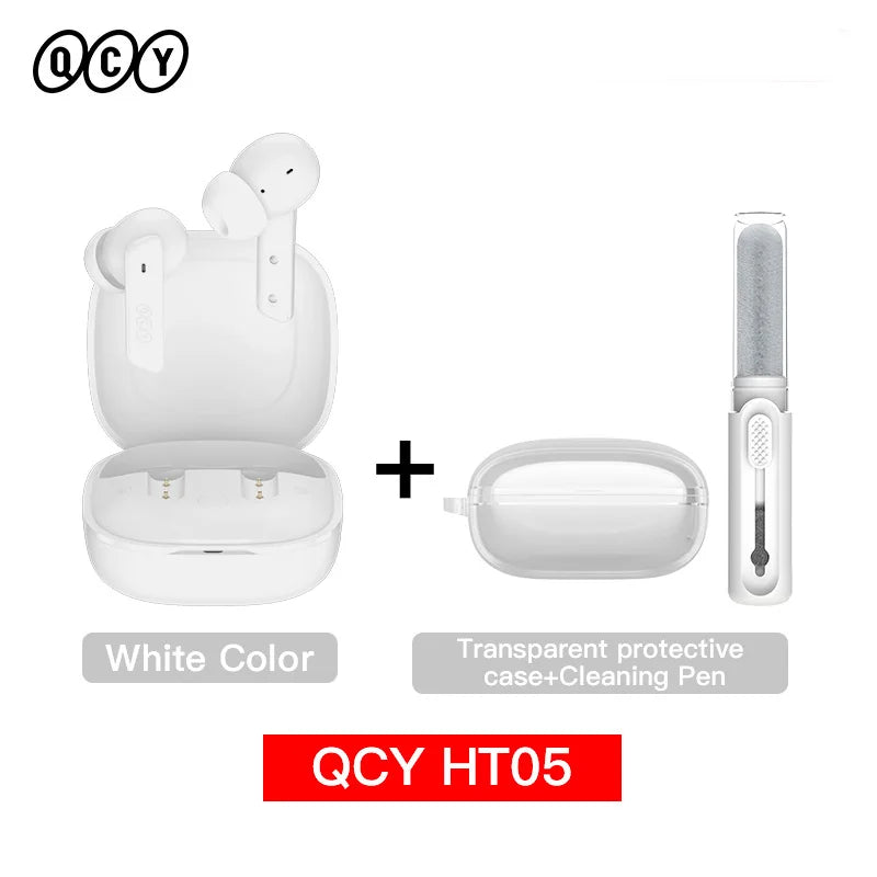 NEW QCY HT05 ANC Wireless TWS Bluetooth 5.2 Earphones 40dB Active Noise Cancellation Headset 6 Mic ENC HD Call TWS Earbuds