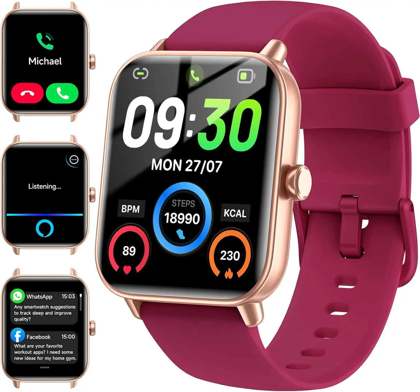 ‌Smart Watch for Android/iPhone, Alexa Built-in, 1.8" Screen, IP68 Waterproof, Fitness Tracker with Calls, HR, Sleep, SpO2