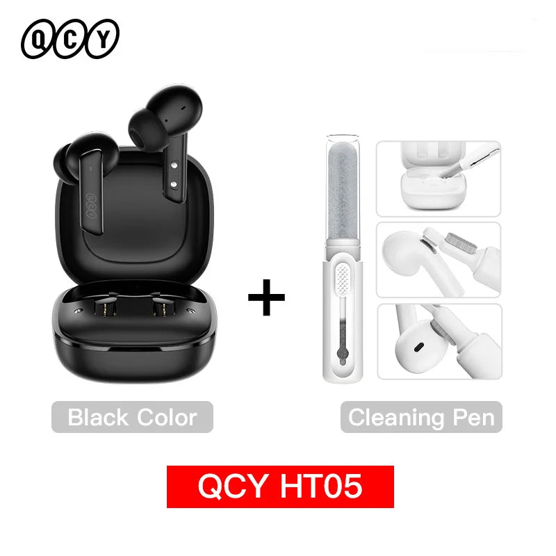 NEW QCY HT05 ANC Wireless TWS Bluetooth 5.2 Earphones 40dB Active Noise Cancellation Headset 6 Mic ENC HD Call TWS Earbuds