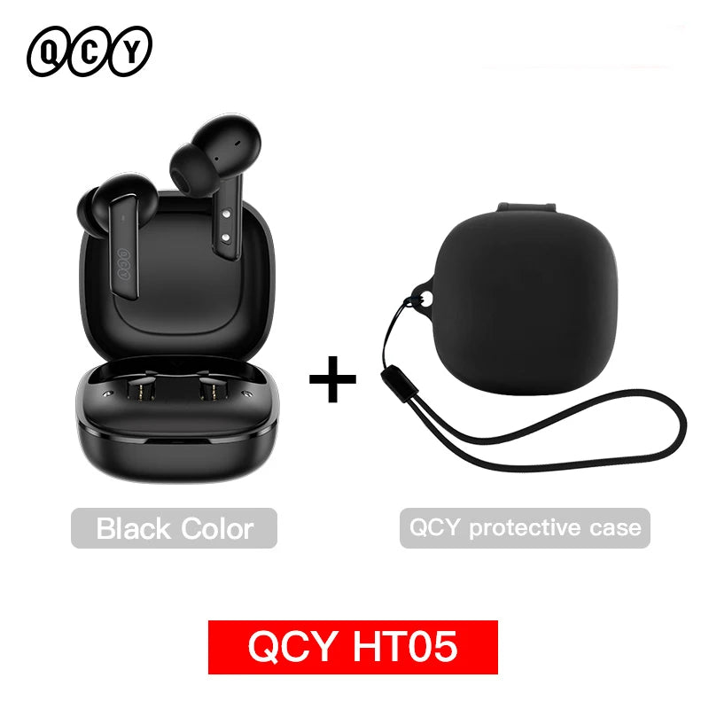 NEW QCY HT05 ANC Wireless TWS Bluetooth 5.2 Earphones 40dB Active Noise Cancellation Headset 6 Mic ENC HD Call TWS Earbuds