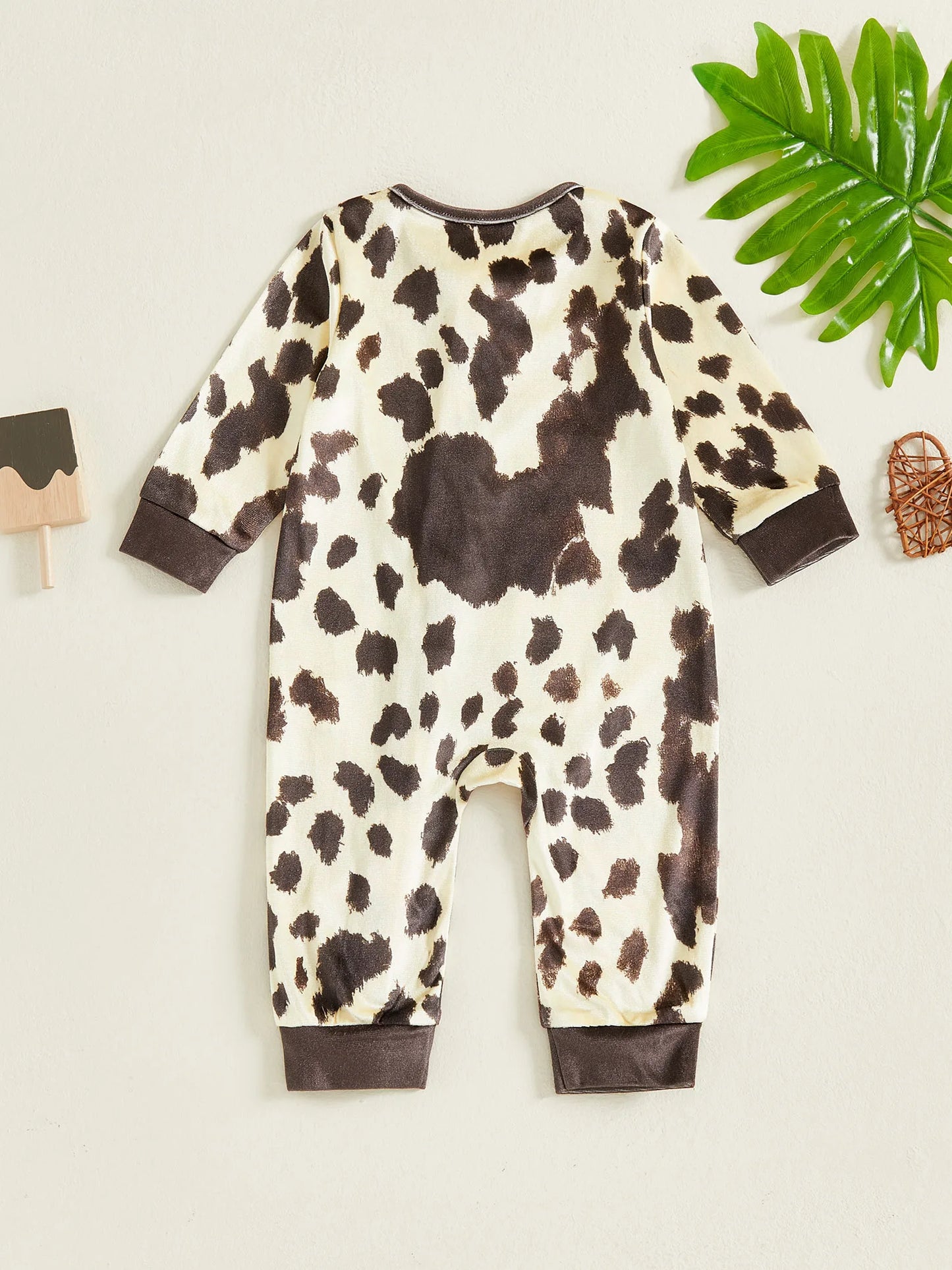 Infant Romper Cozy Cotton Blend Long Sleeve Round Neck Polka Dot Print  Footless Jumpsuit Zipper Closure Baby Outfit