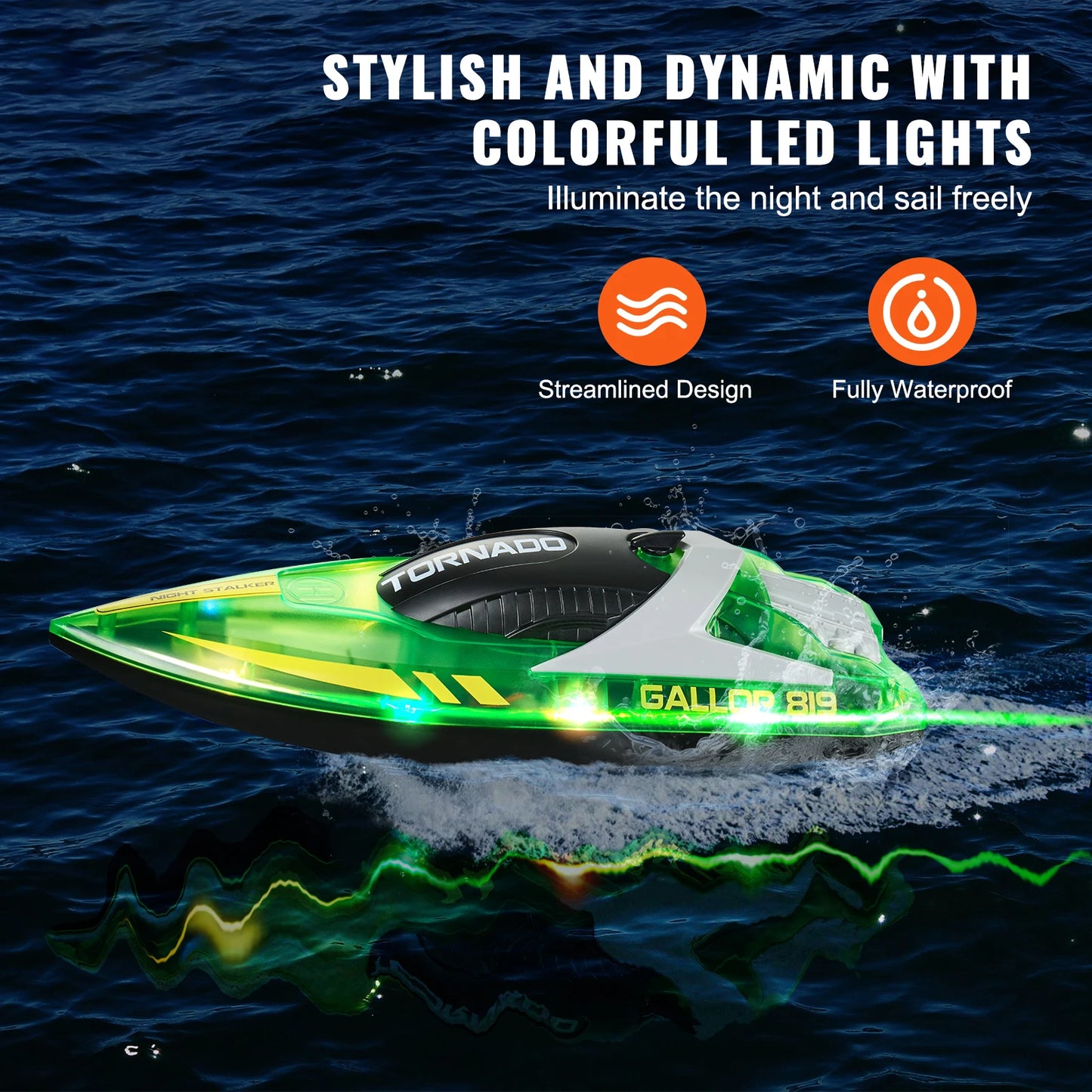 SucceBuy HJ819 RC Boat 2.4GHz 12 km/h High Speed Remote Control Racing Boat Waterproof Electric Radio Toys for Boys 14Y+ Gifts