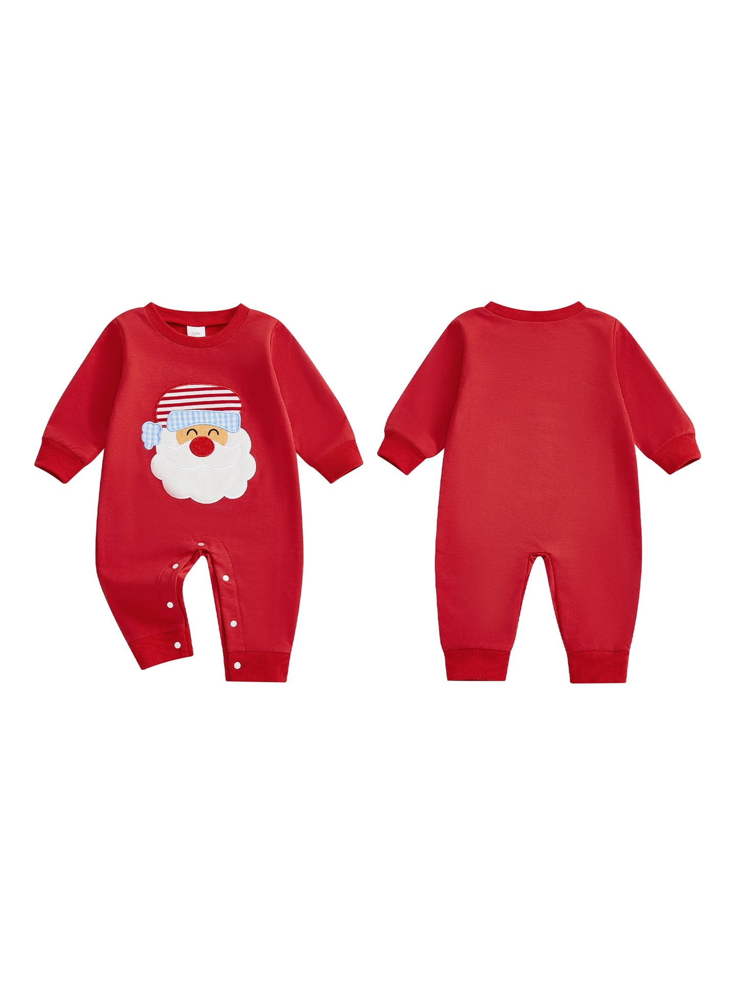Infant Toddler Christmas Santa Claus Romper Crew Neck Long Sleeve Jumpsuit Winter Fall Outfit Cute Xmas Costume for Baby Boy