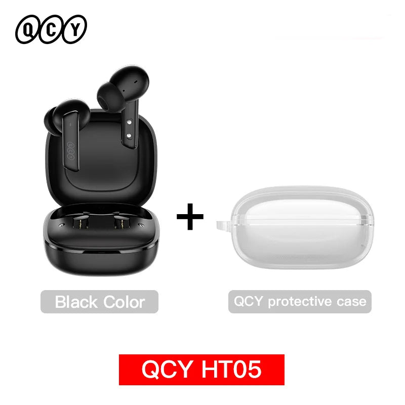 NEW QCY HT05 ANC Wireless TWS Bluetooth 5.2 Earphones 40dB Active Noise Cancellation Headset 6 Mic ENC HD Call TWS Earbuds