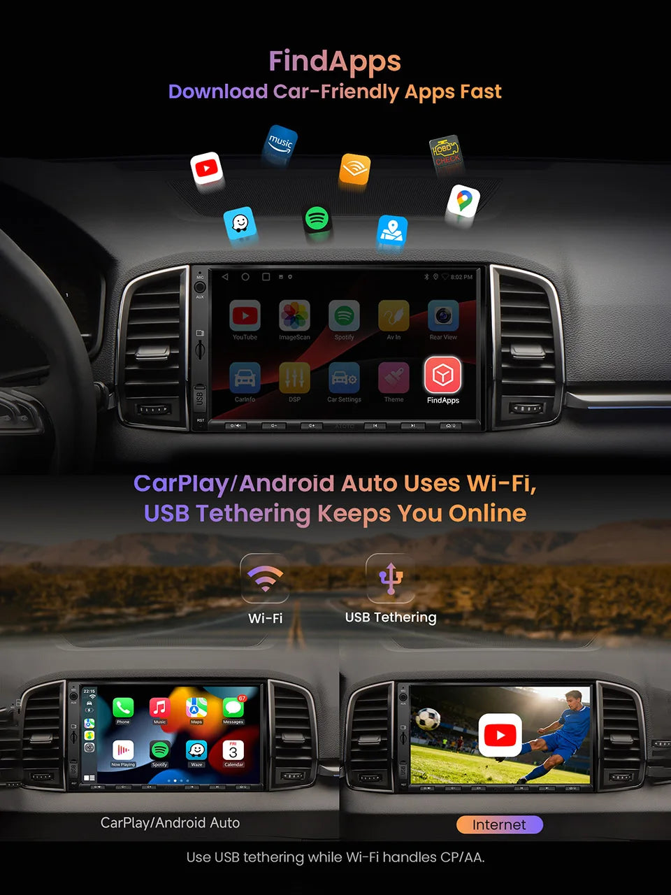 ATOTO 7 inch Double 2 Din Stereo Receiver Smart Car Systems Android Car Radio Automotive Multimedia Carplay Screen 2Din A5 A5L