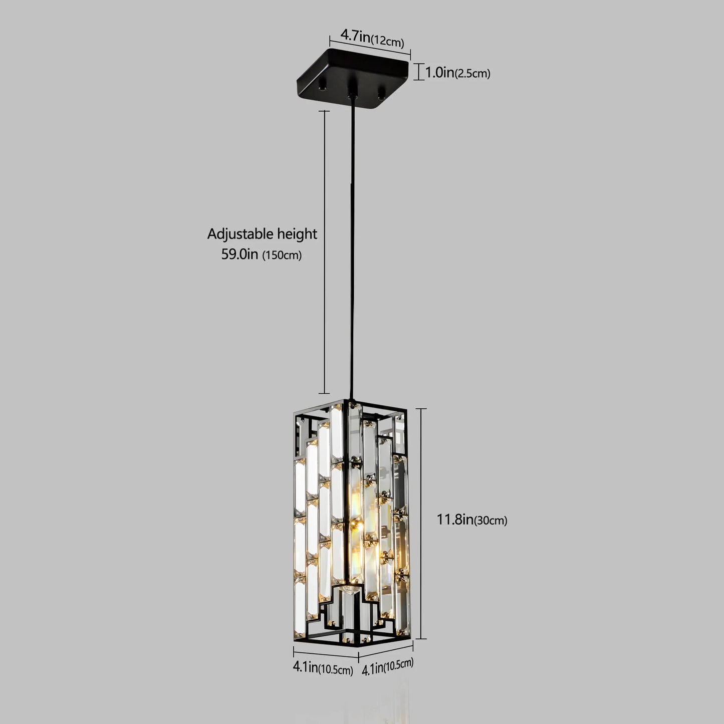ARLGSITE Modern Luxury Crystal Pendant Light - 3 Pack, Adjustable Hanging Ceiling Lamp with Crystal Prism Design -Black Finish