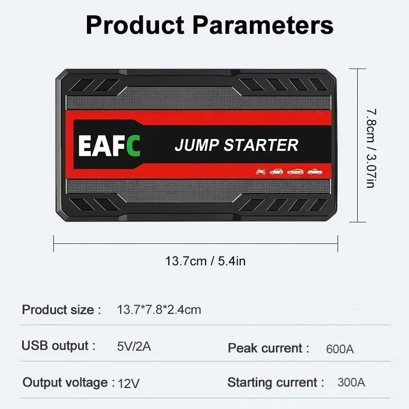 Car Jump Starter Battery Power Bank 600A Portable Emergency Starter Booster 12V Auto Starting Device for Petrol Vehicle Start