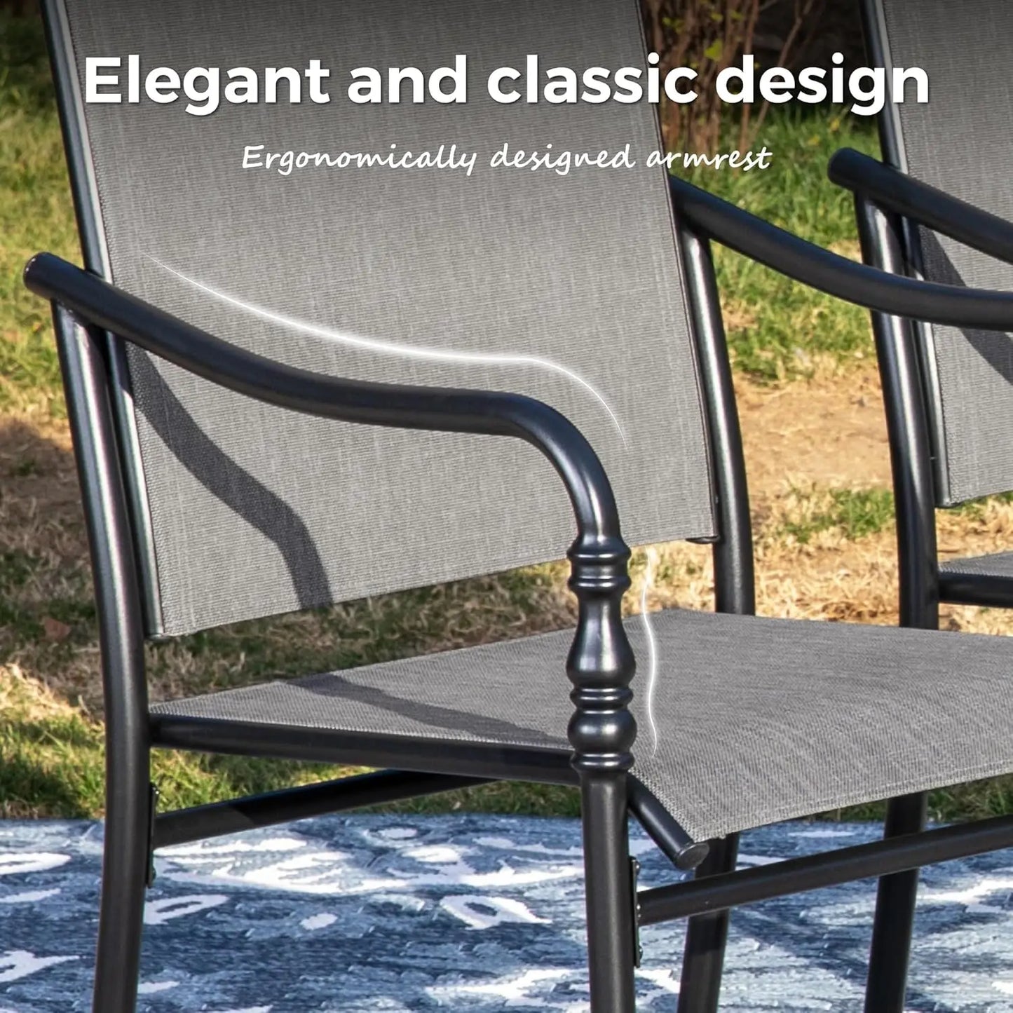 Patio Table and Chairs Set, 9 Pieces Patio Dining Set with 8 Textilene Chairs, and 83" Rectangular Outdoor Dining, Customized