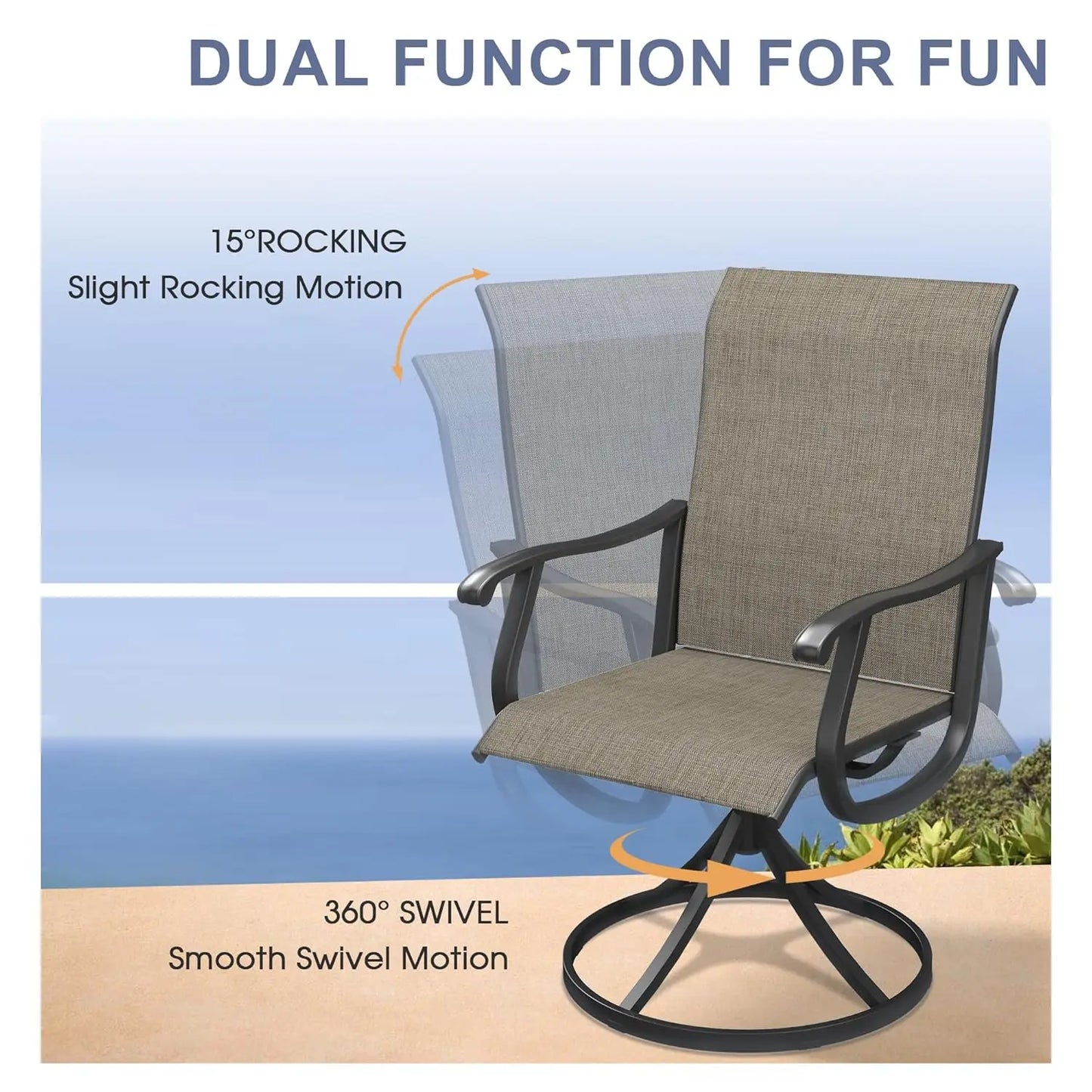 7 Pieces Outdoor Dining Set, Patio Furniture Set of 6 Patio Swivel Dining Chairs and 50" Patio Round Table, Mixed, Customized