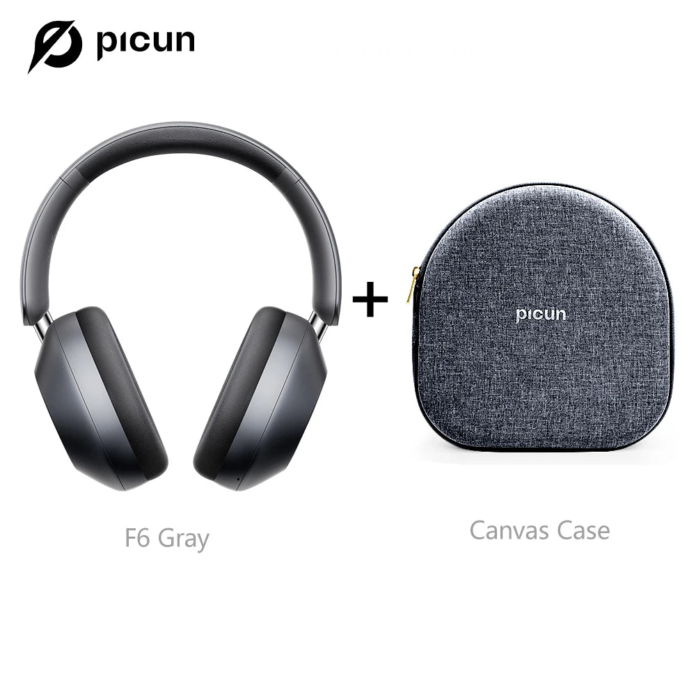 Picun F6 Active Noise Cancelling Bluetooth Headset Hi-Res ANC Head Tracking 3D Audio Wireless Headphones APP Control Low Latency