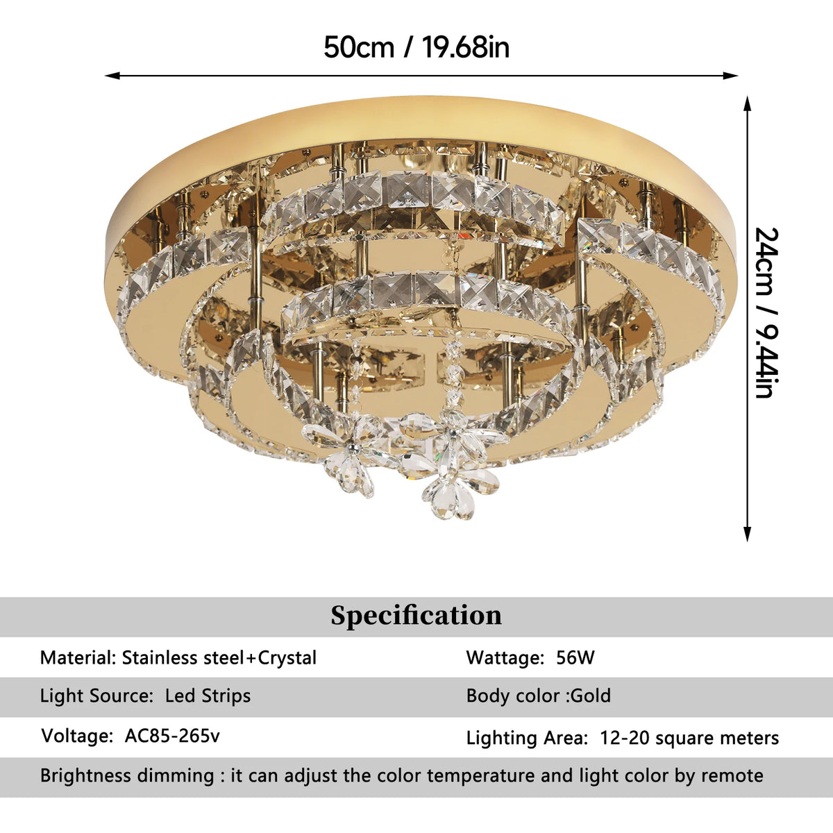 Modern Chandelier Ceiling Lamp K9 Luxury Crystal Led Living Dining Room Decor Pendant Light RC Dimmable Luminaire Home Fixture