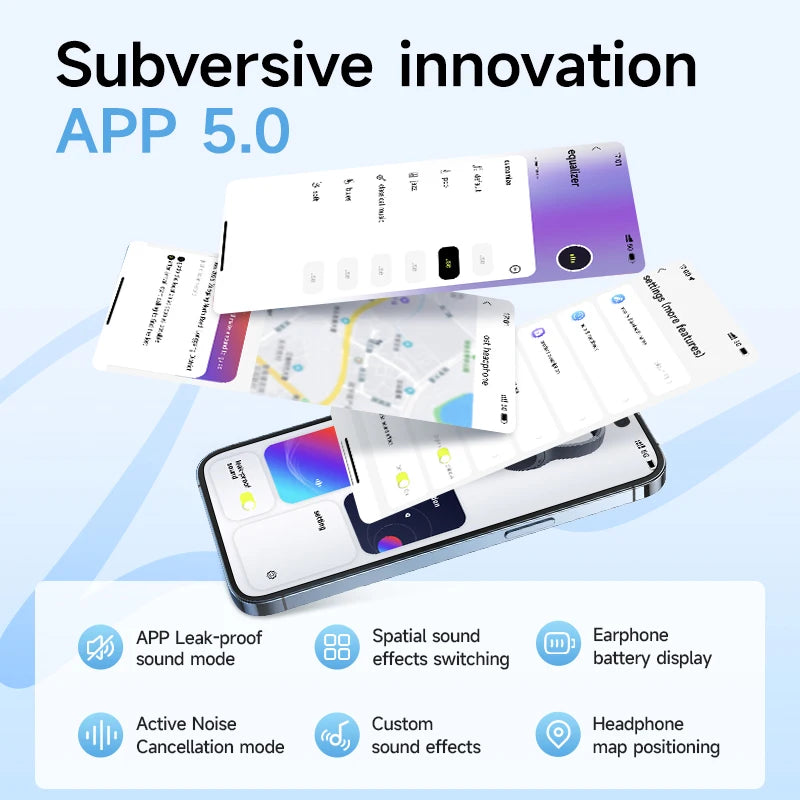 Picun F1 ANC Wireless Bluetooth 5.4 Hi-FI Audio Headphones 43dB Adaptive Noise Cancelling Headsets 40mm Driver 80H Playtime APP