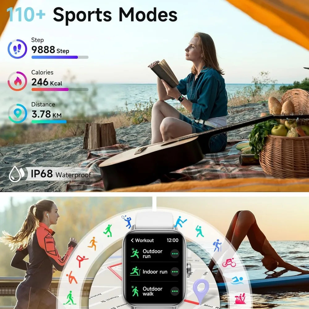 ‌Smart Watch for Android/iPhone, Alexa Built-in, 1.8" Screen, IP68 Waterproof, Fitness Tracker with Calls, HR, Sleep, SpO2