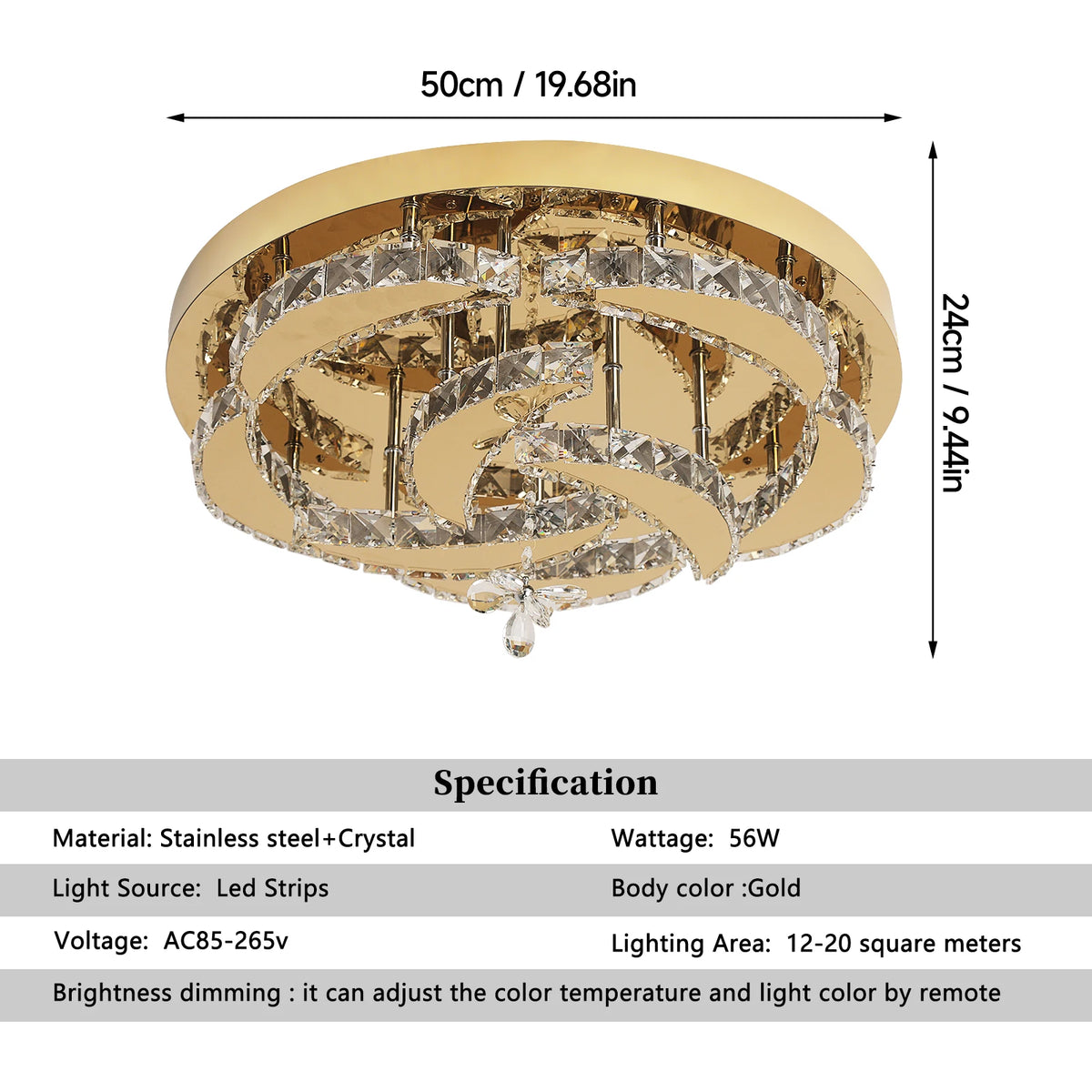 Modern Chandelier Ceiling Lamp K9 Luxury Crystal Led Living Dining Room Decor Pendant Light RC Dimmable Luminaire Home Fixture