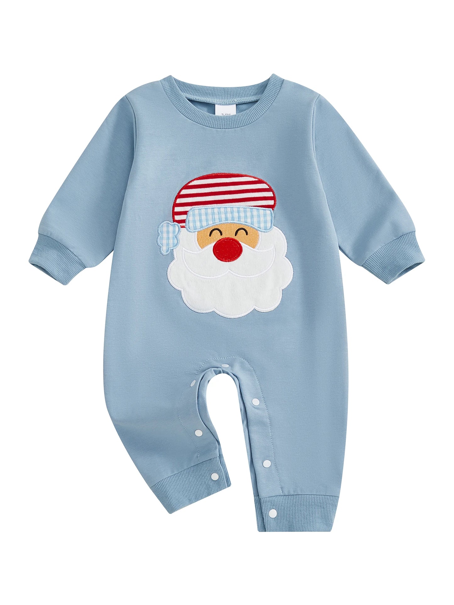 Infant Toddler Christmas Santa Claus Romper Crew Neck Long Sleeve Jumpsuit Winter Fall Outfit Cute Xmas Costume for Baby Boy