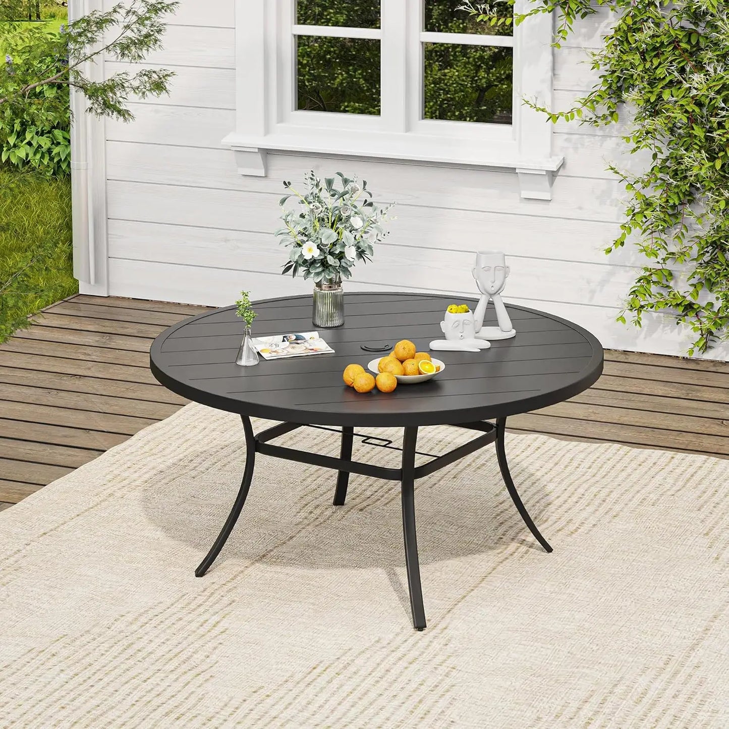 7 Pieces Outdoor Dining Set, Patio Furniture Set of 6 Patio Swivel Dining Chairs and 50" Patio Round Table, Mixed, Customized