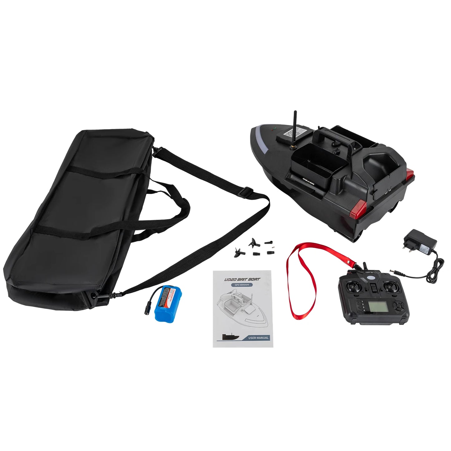 Rechargeable Fishing Bait Boat 500m Remote Control GPS Bait Boat Fish Finder with 1 Charger 2kg Load