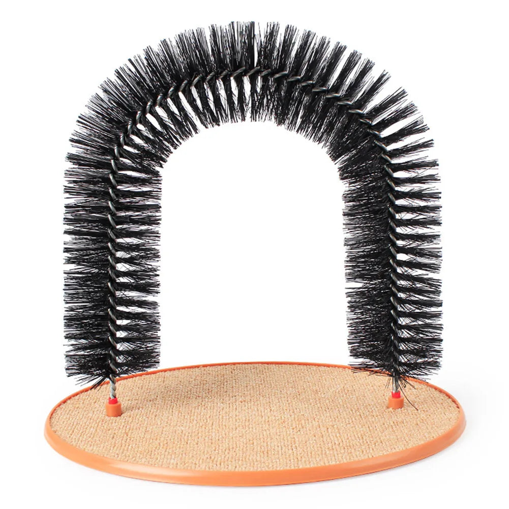 Cat Arch Self Groomer Massager Cat Grooming Brush with Sturdy Scratcher Pad Pet Puppy Cat Scratcher Toys for Indoor Cats