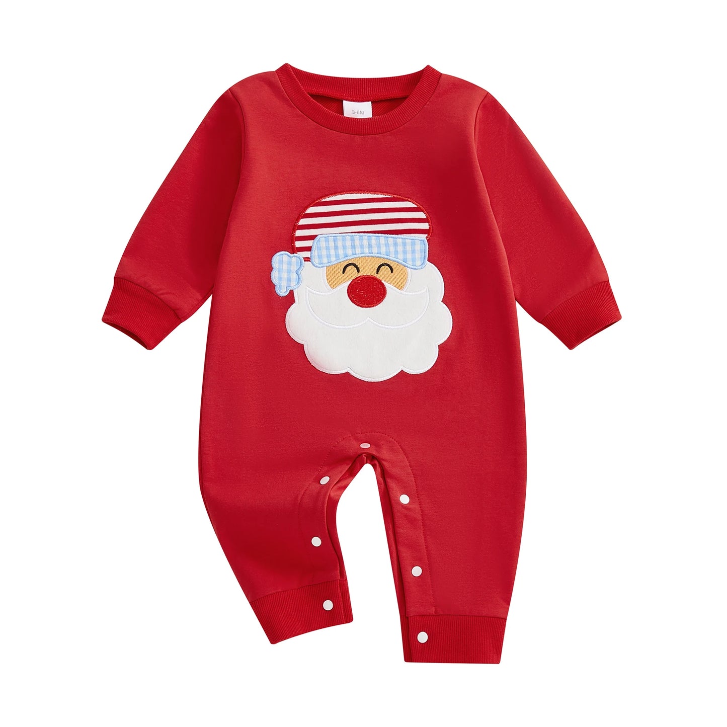 Infant Toddler Christmas Santa Claus Romper Crew Neck Long Sleeve Jumpsuit Winter Fall Outfit Cute Xmas Costume for Baby Boy
