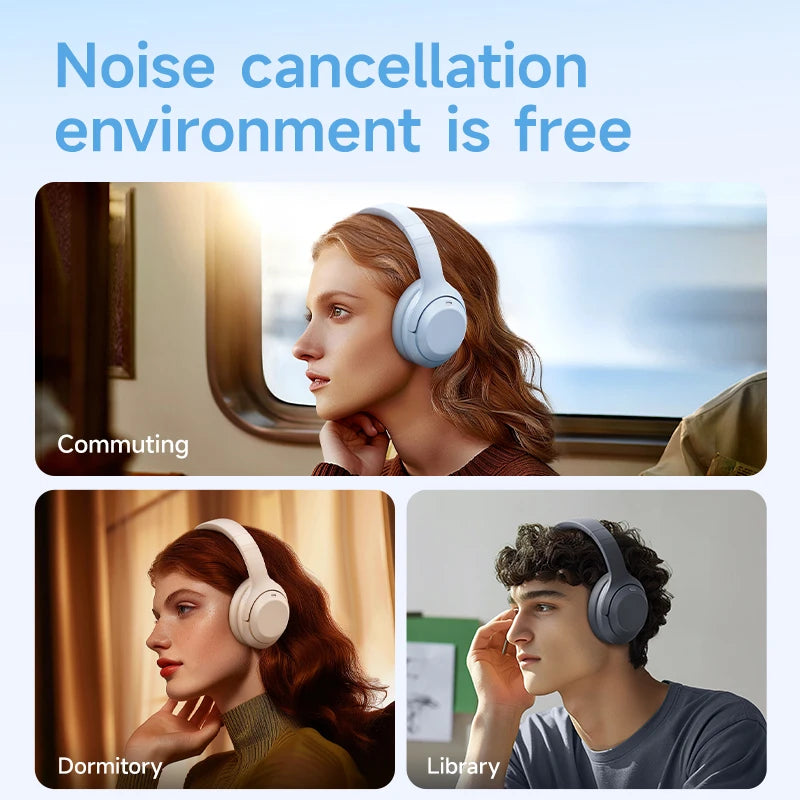 Picun F1 ANC Wireless Bluetooth 5.4 Hi-FI Audio Headphones 43dB Adaptive Noise Cancelling Headsets 40mm Driver 80H Playtime APP