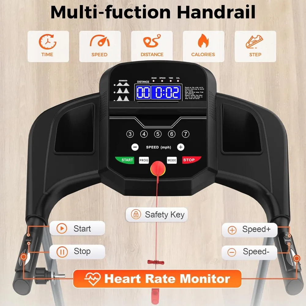 Folding Treadmill for Home Use, 2.5HP Quiet Motor, 0.5–7.5 MPH with 8% Manual Incline, Compact Electric Treadmill, Customized