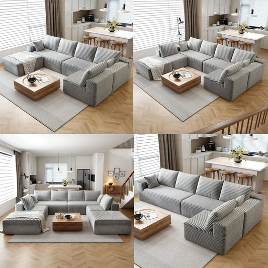 Cloud Module sofa, a sofa set that can be easily assembled in the living room, with corduroy fabric，Modular Chaise