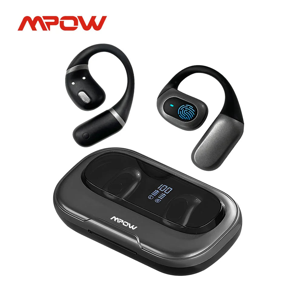 Mpow J13 True Wireless Sports Earphones,Bluetooth 5.3 OWS Open Ear Headsets with Earhooks 25 Hrs Playtime & ENC Noise Reduction