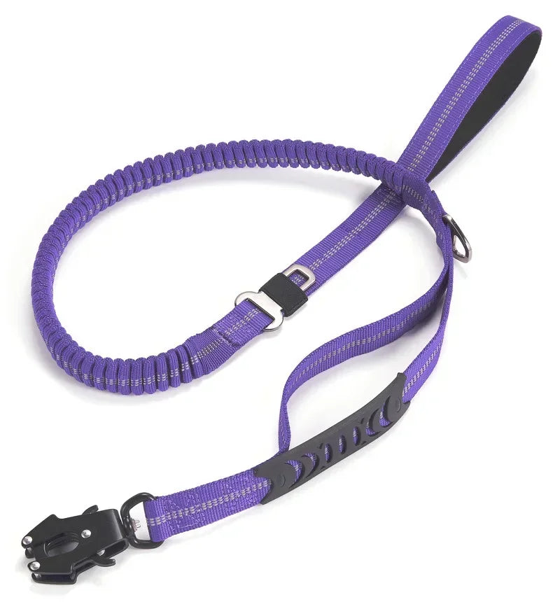 Reflective Shock Absorbing Pet Leashes with Car Seatbelt for Large Dogs Heavy Duty Tactical Bungee Dog Leash No Pull Dog Leash