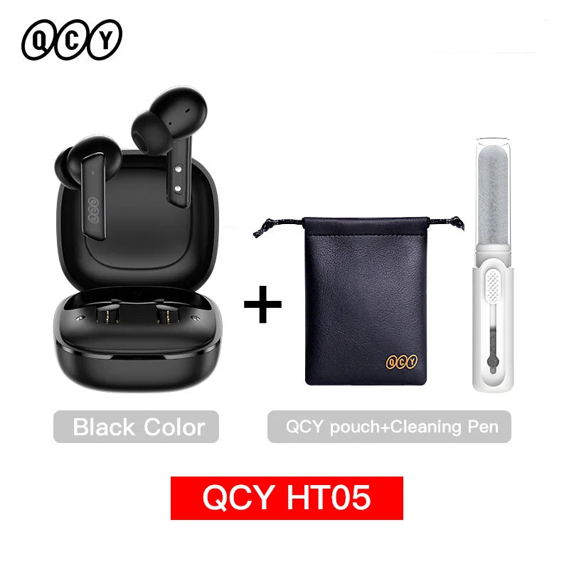 NEW QCY HT05 ANC Wireless TWS Bluetooth 5.2 Earphones 40dB Active Noise Cancellation Headset 6 Mic ENC HD Call TWS Earbuds