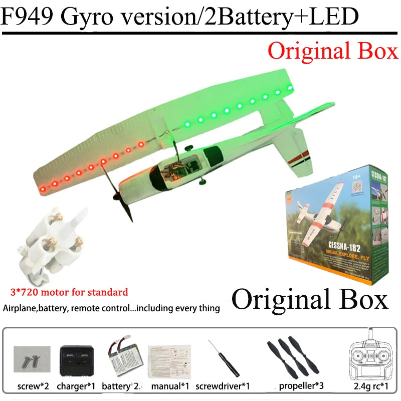 WLtoys F949 2.4G 3D6G 3Ch RC Airplane Fixed Wing Plane Outdoor Toys Drone RTF Upgrade Version Digital Servo F949S With Gyroscope
