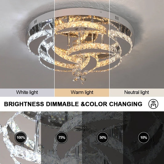 Modern Chandelier Ceiling Lamp K9 Luxury Crystal Led Living Dining Room Decor Pendant Light RC Dimmable Luminaire Home Fixture