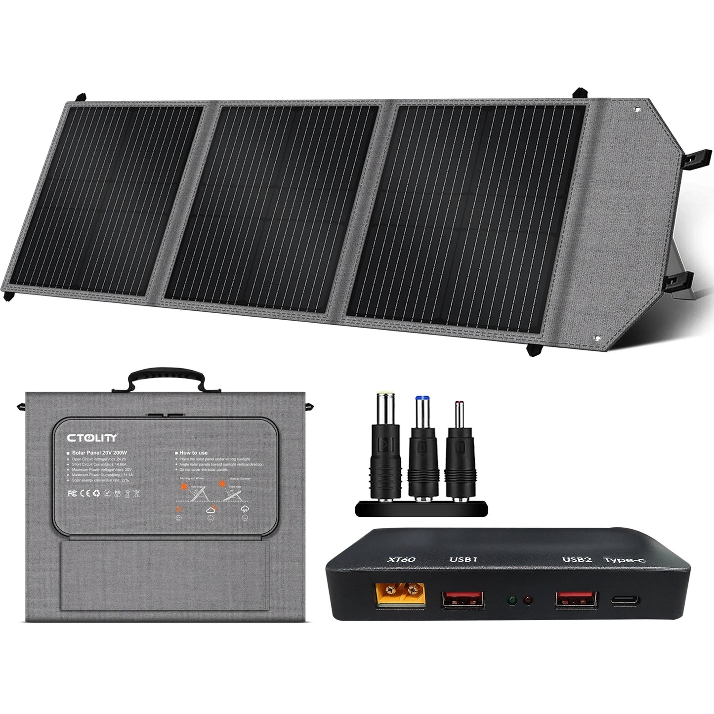 CTOLITY AP400 500W Portable Power Station 345.6Wh LiFePo4 Battery 100W 200W Solar Panel AC Charging Station Camping Equipment