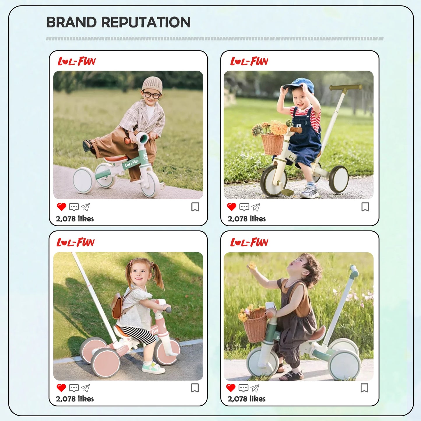 5 in 1 Toddler Tricycles for 1-3 Year Olds Boy Girl Toy, Baby Balance Bike 1 Year Old Kids Gift with Parent Steering Push Handle