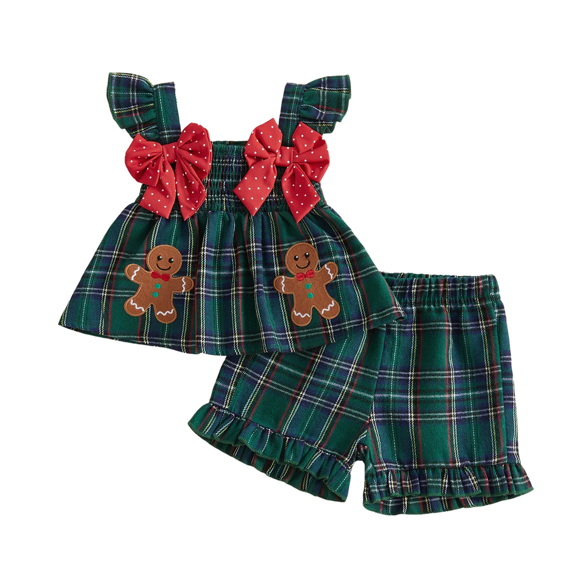Plaid Girls Christmas Girls Shorts Toddler Flying Christmas Shorts Set Plaid Girls Christmas Toddler Girls Christmas