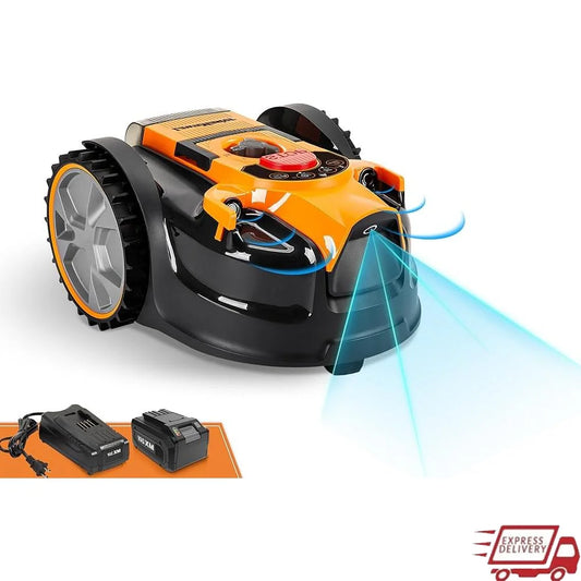 Robot Lawn Mower with Optical Navigation Small Yards up to 1000 Sqft Wireless Perimeter Automatic Obstacle Avoidance No-Go