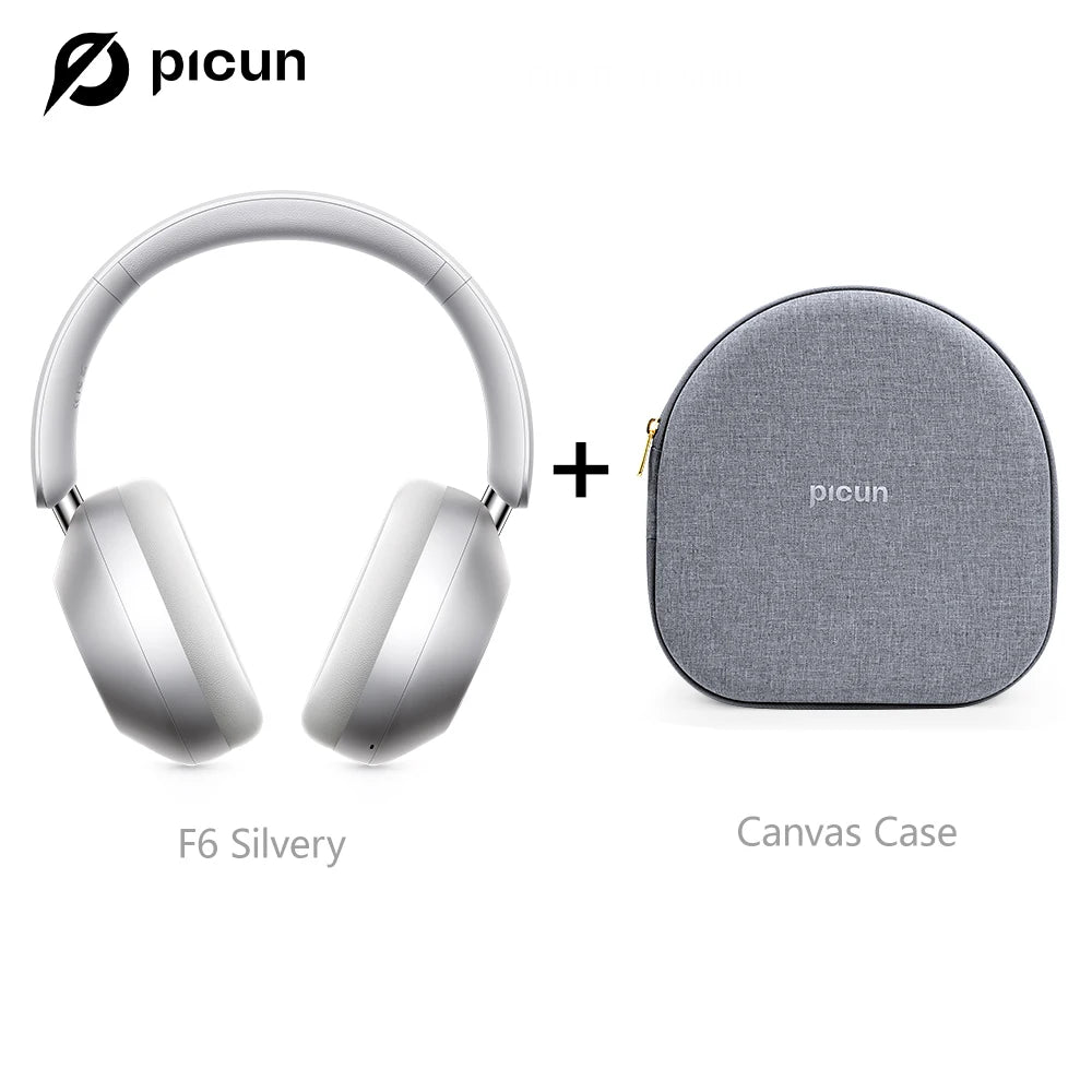Picun F6 Active Noise Cancelling Bluetooth Headset Hi-Res ANC Head Tracking 3D Audio Wireless Headphones APP Control Low Latency