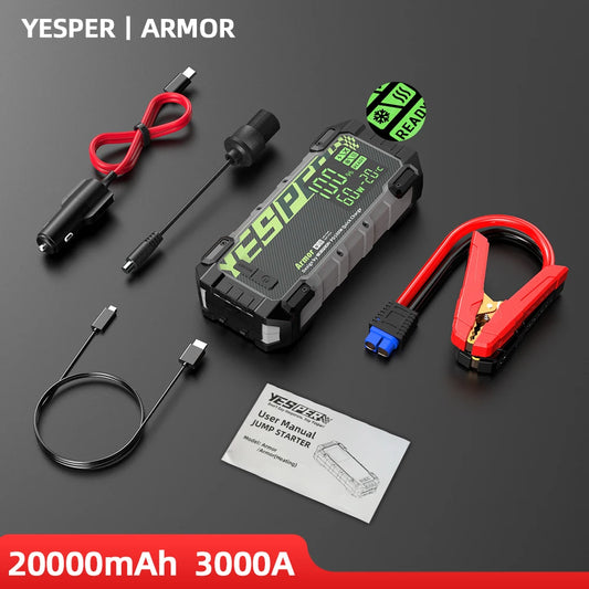 YESPER 3000A Car Jump Starter 12V 20000mAh Portable Power Bank, Auto Battery Booster Emergency Start for Truck SUV