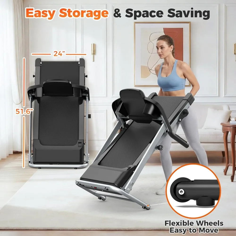 Folding Treadmill for Home Use, 2.5HP Quiet Motor, 0.5–7.5 MPH with 8% Manual Incline, Compact Electric Treadmill, Customized
