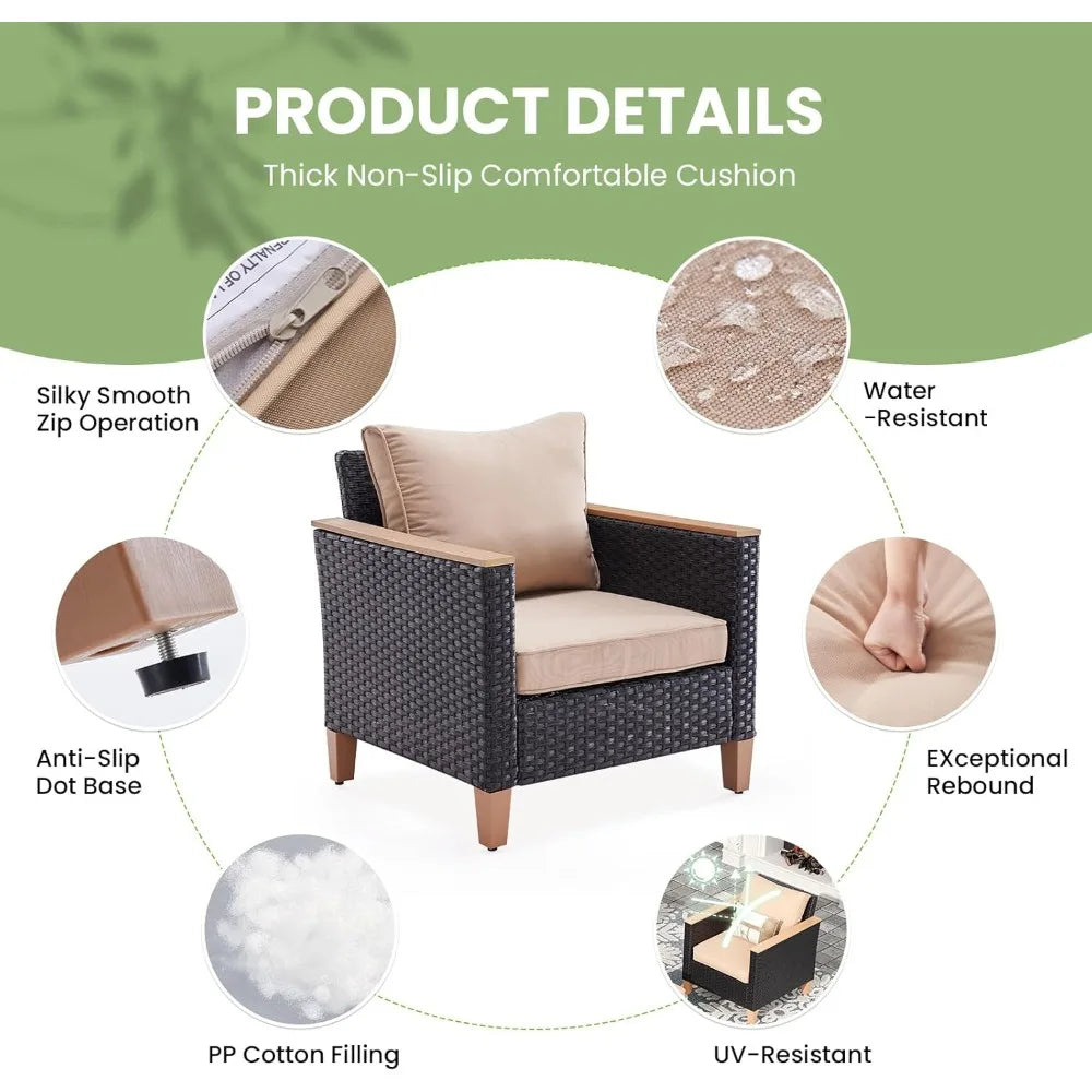 Outdoor Furniture Set, 7 Piece Patio Conversation Set with Cushions, PE Outdoor Wicker Conversation Set Sectional Patio Sofa