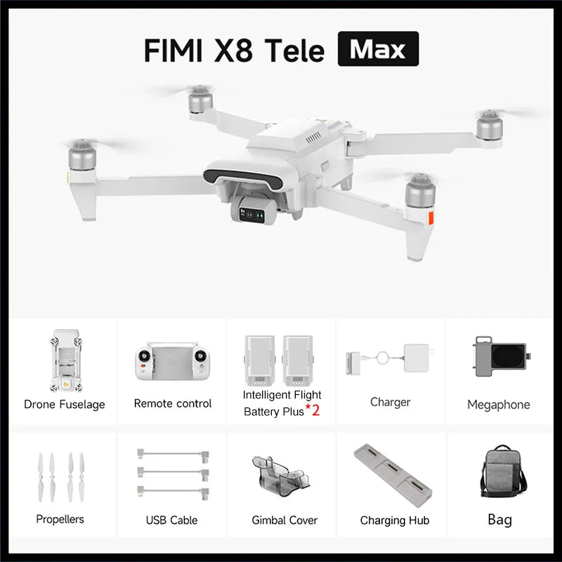 FIMI X8 TELE MAX Drone 4K Professional HDR 48MP 3-Axis Gimbal Camera Drone Professional GPS 20KM RC Quadcopter 2025
