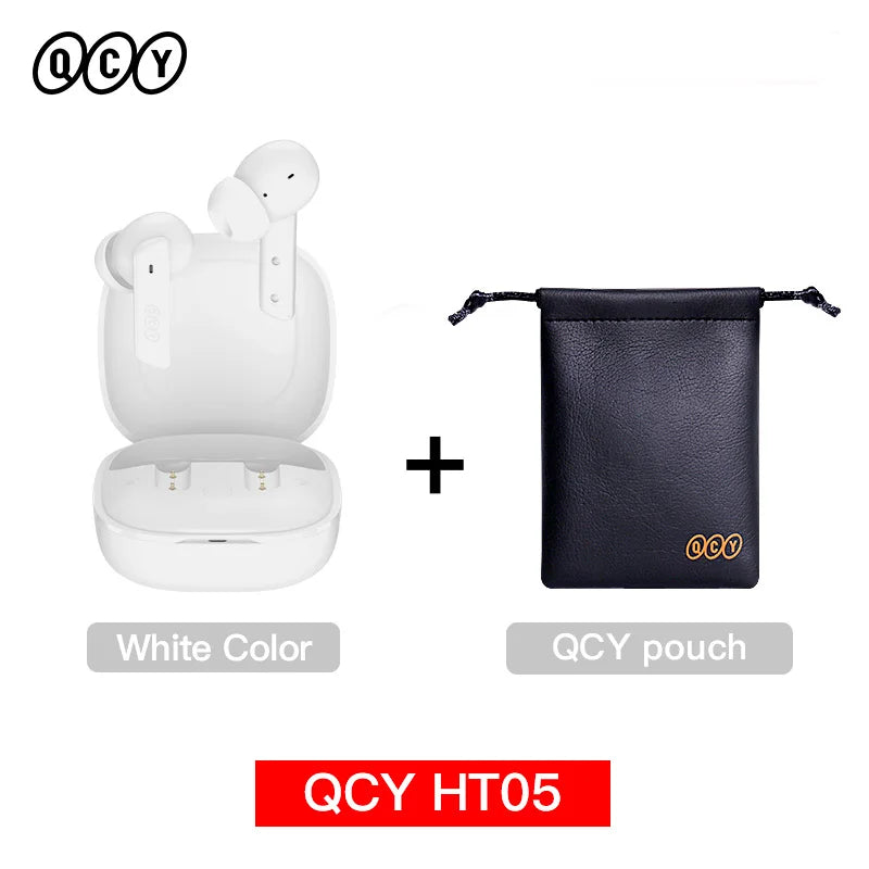 NEW QCY HT05 ANC Wireless TWS Bluetooth 5.2 Earphones 40dB Active Noise Cancellation Headset 6 Mic ENC HD Call TWS Earbuds
