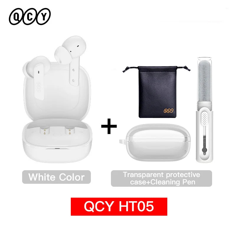 NEW QCY HT05 ANC Wireless TWS Bluetooth 5.2 Earphones 40dB Active Noise Cancellation Headset 6 Mic ENC HD Call TWS Earbuds