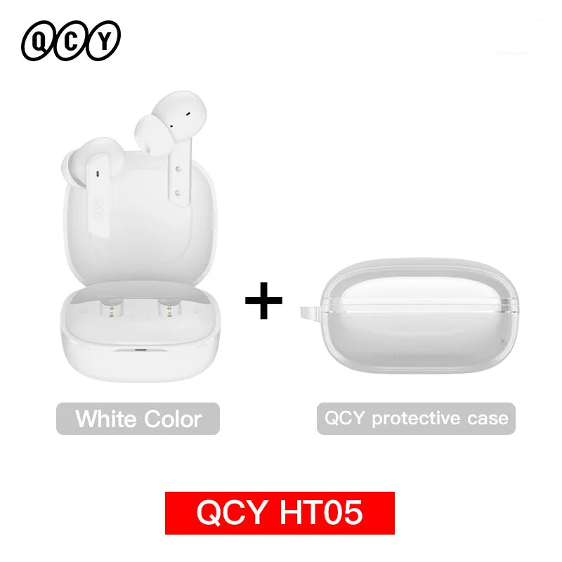 NEW QCY HT05 ANC Wireless TWS Bluetooth 5.2 Earphones 40dB Active Noise Cancellation Headset 6 Mic ENC HD Call TWS Earbuds