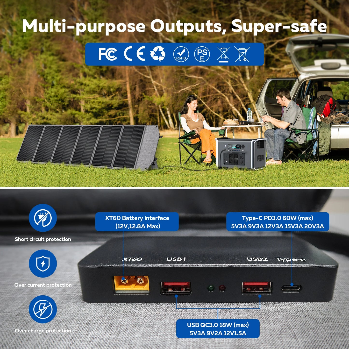 CTOLITY AP400 500W Portable Power Station 345.6Wh LiFePo4 Battery 100W 200W Solar Panel AC Charging Station Camping Equipment