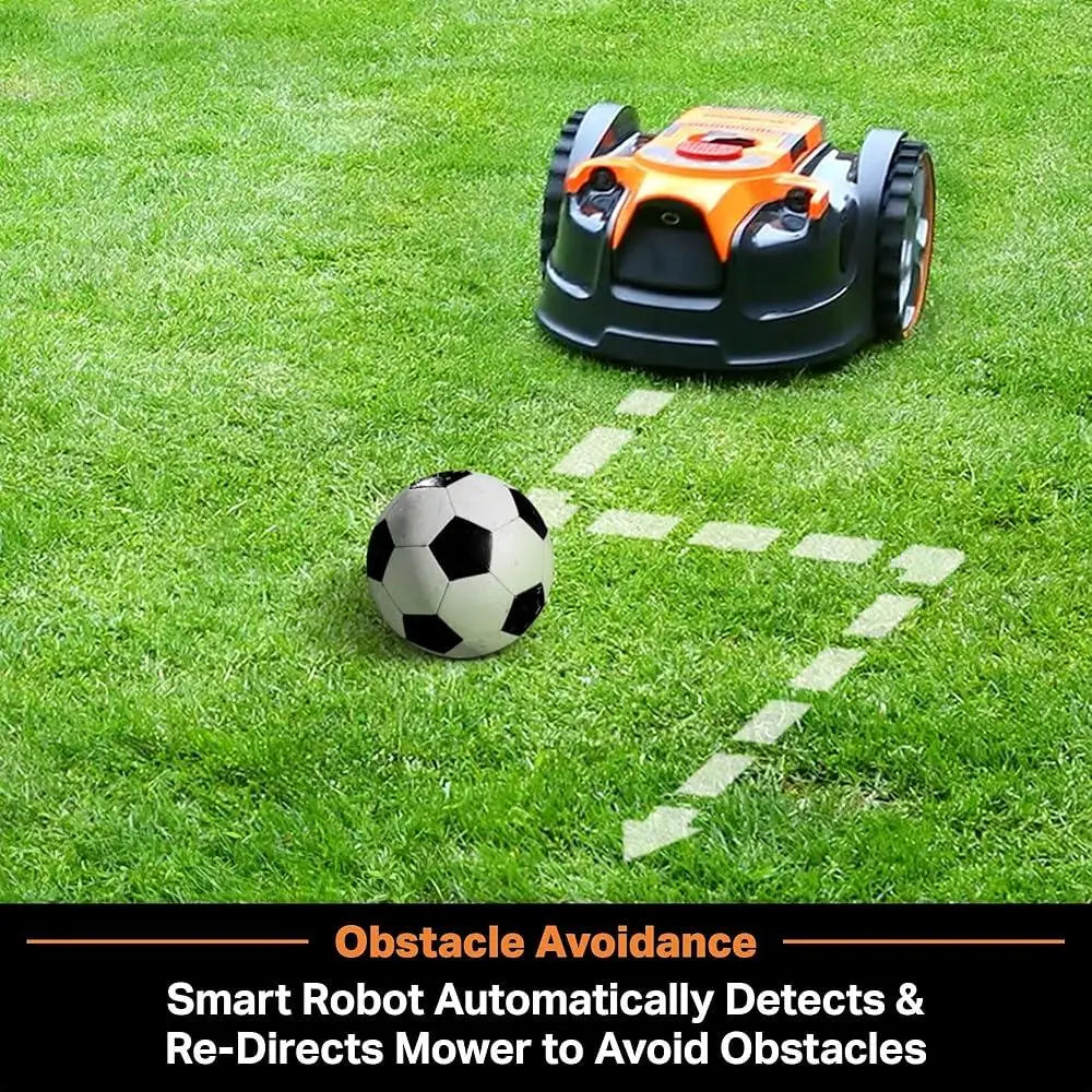 Robot Lawn Mower with Optical Navigation Small Yards up to 1000 Sqft Wireless Perimeter Automatic Obstacle Avoidance No-Go
