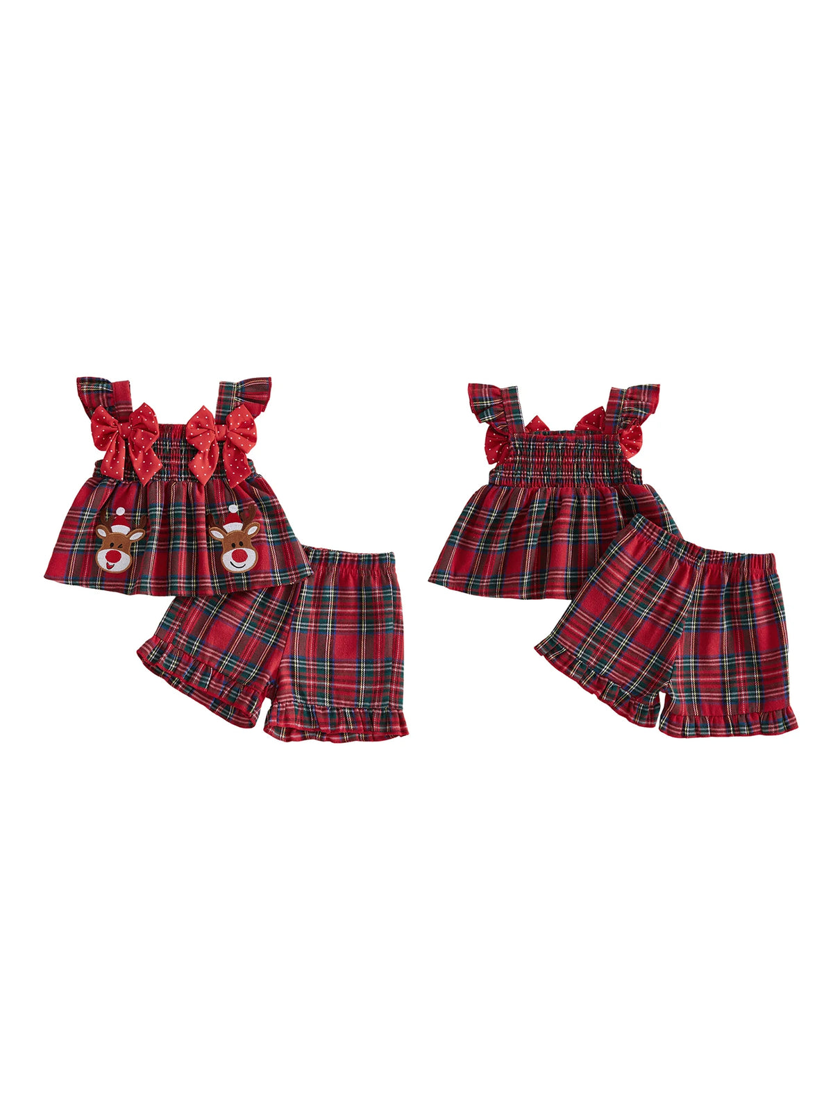 Plaid Girls Christmas Girls Shorts Toddler Flying Christmas Shorts Set Plaid Girls Christmas Toddler Girls Christmas
