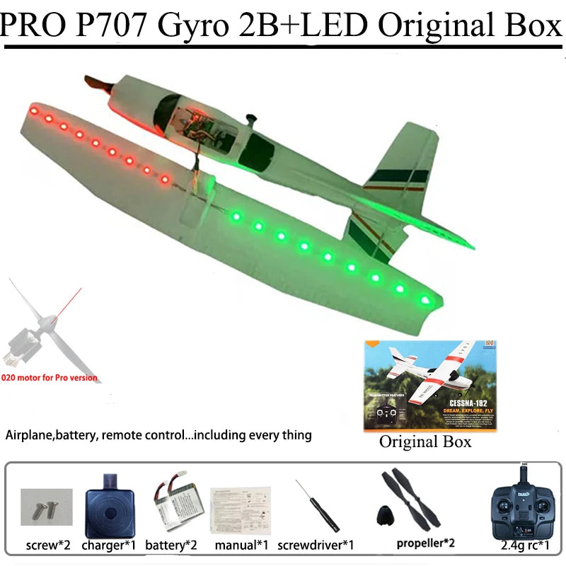 Park10 RC Airplane P707G 2.4G 3D/6G With Gyroscope 3Ch RC Airplane Fixed Wing Plane Outdoor Toys Drone RTF CESSNA 182 Plane Gift