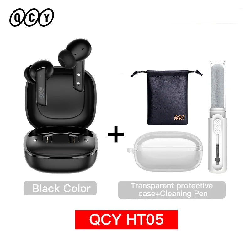 NEW QCY HT05 ANC Wireless TWS Bluetooth 5.2 Earphones 40dB Active Noise Cancellation Headset 6 Mic ENC HD Call TWS Earbuds